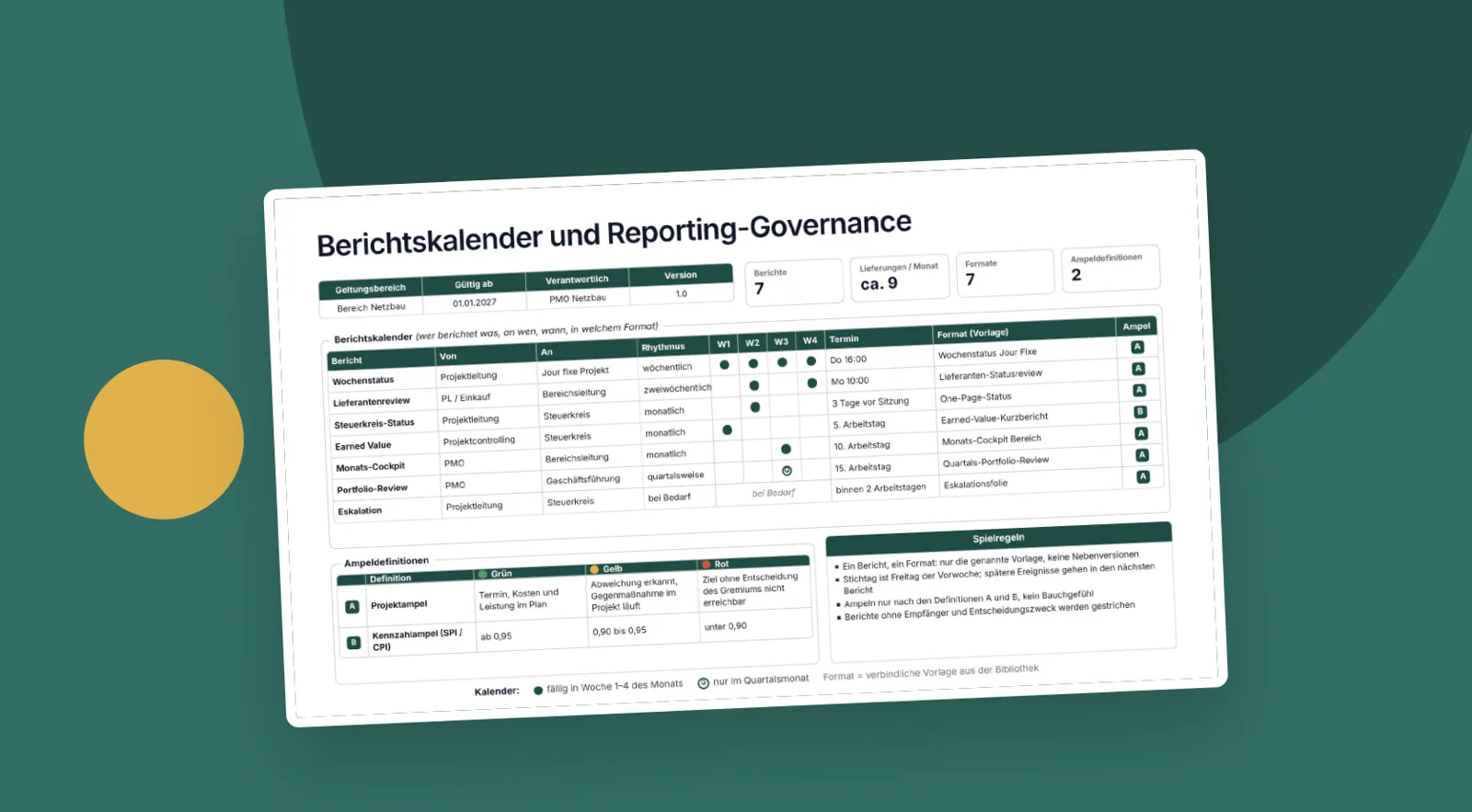 Berichtskalender und Reporting-Governance